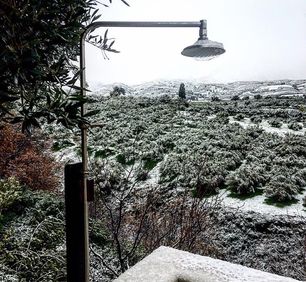 the Cretan nature covered with snow